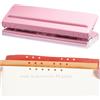 Kongming Foratrice per carta in metallo Spaziatura regolabile Perforatrice 6 fori Bucatrice per fogli A4, A5, A3, A6, B3, B4, B5, B6, B7 - Capacità di perforazione di 8 fogli (rosa)