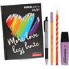 PRESTIGE & DELUXE Diario scuola Tinta Unita Stabilo F.to 18 x 14 cm 2026/2027 Edizione Special More love Cuore - 12 mesi con 2 penne, evidenziatore,penna, portachiave fischietto e penna colorata