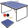 GYMFLEX Tavolo da ping pong pieghevole da 137 x 76 cm, portatile, per interni, con piano blu