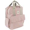 Walking Mum. Borsa zaino I Love Vichy, borsa per pannolini per passeggino, design versatile con manici corti e spallacci colore rosa misure 37 x 28 x 12 cm.