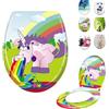 LARS360 Copriwater sedile WC con abbassamento automatico, antistatico, antibatterico, facile da pulire, rimovibile, per la maggior parte dei copriwater sospesi, 45 x 38 cm (arcobaleno e cavallo)