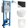 Lavita LAV 101 - Elemento da parete per WC 40 cm + gancio a parete per WC Salto bianco senza bordi + pannello di controllo LAV 200.3.2 cromato | Set completo | Cassetta di risciacquo da incasso | WC