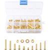 INCREWAY Kit di viti a testa rotonda Phillips M4 M5 con rondella e dadi, kit di viti per macchina, viti a testa svasata Phillips, accessori per viti di riparazione elettroniche (ottone, 10 misure)