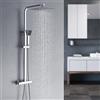 WasserHoy Colonna Doccia con Miscelatore Termostatico, Set Doccia a Pioggia Senza Foratura, Set Doccia con Soffione Doccia da 25x25 cm, con Tubo Flessibile, Blocco di Sicurezza a 38 °C, Cromato
