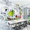 Yimesoy Carta Da Parati Murale Personalizzata Arte Astratta Moderna 3D Stereoscopico Cerchio Bianco Frutta Grande Pittura Murale Carta Da Parati Per Cucina Del Ristorante 430Cm(W)×300Cm(H)