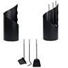 YARDIN Set di 4 posate per camino, in acciaio inox, accessori per camino, moderni, con struttura, pala, scopa e gancio, colore: nero