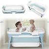 Ikodm Vasca da bagno pieghevole per adulti, 118 x 60 x 50 cm, per adulti pieghevole con copertura, vasca da bagno pieghevole con cestino, bagno pieghevole portatile per bagno, doccia e balcone