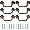 SUPERFINDINGS 6 maniglie per cassetti da 9,4 cm, con foro centrale anticato, stile vintage, in bronzo anticato, per armadietti, credenze, armadi, porte della cucina