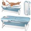 Kidsgigglz Vasca da Bagno Pieghevole per Adulti con Termometro, Pratica Vasca da Bagno Mobile, Rulli Massaggianti, Baignoire Pliable Indipendenti, Pieghevole Bathtub per Bagni di Dimensioni ridotte, 128x62x52cm