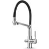 Ari Rubinetto da cucina flessibile a 3 vie, con doccetta estraibile, tubo separato per filtro dell'acqua, beccuccio girevole a 360°, corpo in ottone, montaggio monoforo, cucina (grafite)