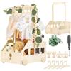 Gebrazy Regali Baby Shower - Cesto Nascita Bimbo in Legno con Ruote, Maniglia & 5 Grucce Arcobaleno | Scatola Organizzatore per Cesto Prodotti Neonato, Set Bagno e Idee Regalo Nascita(Bunny)
