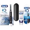 Oral-B Spazzolino Elettrico iO6, Ultimate Clean Testine e Dentifricio Sensibilità e Gengive Calm, 1+6 Testine, Sensore di Pressione, 5 Modalità di Spazzolamento, Custodia da Viaggio, Nero,Idea Regalo