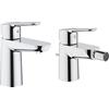 Grohe 23344000 - Miscelatore monocomando, cromato + Grohe 23345000 Start Edge Miscelatore Monocomando per Bidet, Cromo, Taglia S