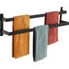 KOKOSIRI Portasciugamani da bagno nero porta asciugamani da bagno 81,9 cm da bagno a 2 livelli scaletta portasciugamani da parete mensole in acciaio inox B5008BK-L32