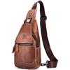 POPOTI Zaino Borsa Uomo, Borsa Tracolla Spalla Borsa Sportiva Daypack in Pelle Sling Chest Bag Crossbody per Viaggi Trekking (Coffee)