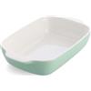 KitchenAid Stoneware Teglia Rettangolare Antiaderente in Ceramica con Coperchio in Bambù, 26 cm/1,9L, Senza PFAS, Salvaspazio, Sicura al Forno fino a 260°C, Lavabile in Lavastoviglie, Pistacchio