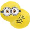 Joy Toy - Minions 3 - Cuscino rotondo in peluche ricamato sulla parte anteriore e posteriore, 30 x 10 x 30 cm