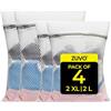 Zuvo Sacchetti per biancheria in rete (confezione da 4) - Sacchetti per capi delicati, calze e biancheria - Sacchetti per lavatrice con cerniera