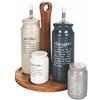 Villa d'Este Home Tivoli 5909717, Set Olio aceto Sale e Pepe, in gres con Stand Legno, Victionary Spagnolo, Multicolor, Medium