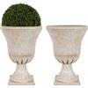 Worth Fioriere a urna da giardino in plastica per piante da esterno, albero alto 55 cm, confezione da 2 vasi da fiori rotondi classici in resina per interni beige tradizionale portico anteriore 38,1