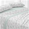 Burrito Blanco | Completo lenzuola in cotone | Letto da 150 a 160 cm. (+misure disponibili) | Design 634 | Colore acqua (150-160x190/200cm.)