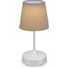 BRILONER - Lampada da tavolo a LED a batteria, dimmerabile, tessuto Lampada da tavolo a LED senza fili, funzione touch, 3.300K bianco caldo, cromo opaco taupe, 300x125 mm (HxD)