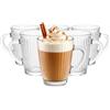 Glasmark KROSNO 1992 Set di Bicchieri da Caffè 200 ml - Bicchiere da Espresso Lungo, Cappuccino, Tè, Matcha - Tazze in Vetro con Manico - Scanalate - Lavabili in Lavastoviglie 6 Pezzi
