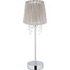 Relaxdays Lampada in Cristallo, Paralume in Organza, Base Rotonda, Luce da Comodino, HxD 41 x 14,5 cm, Grigio/Argento