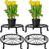 Hotop 4 Pezzi Supporto per Piante in Vaso in Metallo Portapiante Rotondo in Ferro Supporto per Supporti per Fiori da Pavimento Supporto per Contenitori per Vasi da Giardino, Nero