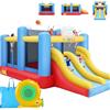 AKEYDIY Gonfiabile castello gonfiabile con soffiatore, doppio scivolo da arrampicata, cestino da basket, rete da pallacanestro, grande trampolino adatto per interni ed esterni, tessuto Oxford 840+420D