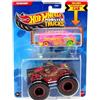 Hot Wheels Monster Trucks Scorcher, veicolo pressofuso con furgone schiacciabile lato cieco, scala 1:64