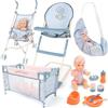 deAO Set Bambola con Passeggino, 30CM Bambola Giocattolo, Culla, Seggiolone, Accessori, Borsa 2 in 1 Pieghevole, Gioco di Ruolo, Regalo per Bambine 3+ Anni