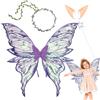 Generic Fairy Wings - Set di bacchetta con orecchie per Halloween, da donna | Set di costumi con ali di farfalla per feste di compleanno, festival, sfilate, spettacoli in maschera, servizio fotografico