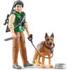 bruder 62660 - bworld forestale con cane da pastore, fucile, binocolo, coltello da caccia, figura giocattolo, cane