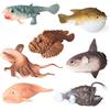 AENIMELY Figurine di rana pescatrice e pesce luna, 7 statuette di animali marini per giardino Firay, giochi educativi scientifici, decorazione per acquari, decorazione per torta di compleanno, regali