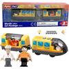 XEERUN Treno elettrico lok ferroviario in legno (collegamento magnetico), treno locomotiva a batteria, potente treno motore compatibile con Thomas, set di treni a batteria