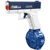 DISCORAMA - PISTOLA AD ACQUA ELETTRICA CON CARICATORE A TAMBURO AD ALTA CAPACITA GITTATA 8 METRI GIOCO ESTIVO PER BAMBINI E ADULTI IN SPIAGGIA E PISCINA BIANCO E BLU