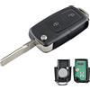 Heart Horse 2 Tasti V W Golf Guscio Chiave Auto Ricambio con 434Mhz 48 Chip | per V W Polo Bo Ra Passat T5 Seat Octa Via Leon Sko Da Cover Chiave Guscio Telecomando Auto con Batteria Lama OEM:1J0959753AG