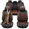 XMYAN 5 Posti Coprisedili per Auto per Peugeot 2008, Antiscivolo Auto Set Completo di Coprisedili Traspirante Sedere Protezioni Sedili, Impermeabile Pelle Sedere Protezion(Brown)