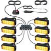 DTEANJU 8x12LED Luce Stroboscopica Ambra 12/24V con 14 Modelli di Strobo | Luce Lampeggiante di Emergenza Impermeabile IP65 con Scatola di Controllo/Accendisigari/Cavo per Camion Furgoni Auto Trattori