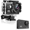 MoSundi EIS - Action Camera 4K subacquea da 30 m, con doppio display, WiFi, vlogging, per snorkeling, surf, casco da moto, colore nero