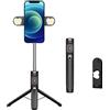 Nucelit M01S Supporto per cellulare rinforzato monopezzo per telefono chiglia con luce di riempimento da pavimento Staffa per trasmissione live Supporto per selfie compatibile con Bluetooth per scrivania
