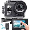 AKASO V50 Elite Action Cam 4K60FPS, fotocamera subacquea 40 m, impermeabile, 20 MP, WiFi, stabilizzazione del ghiaccio, zoom 8x, controllo vocale, telecomando, kit accessori