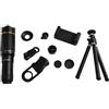 FUANA Teleobiettivo 32X per smartphone con treppiede e clip, zoom ad alta potenza, telescopio mobile per iPhone e kit di lenti ABS portatili per fotografia di fauna selvatica e sport, nero