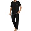 Demegimi Pigiama Uomo Estivo 2 Pezzi Pigiami Maglia Manica Corta e Pantaloni Lunghi Cotone Leggero e Traspirante Loungewear con Tasche per Casa e Relax