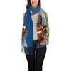 WBQLSL Sciarpa morbida con nappe in peluche con cavalli che corrono (190 x 71 cm), scialle lungo da donna autunnale e invernale, sciarpa sottile con nappa, nera, taglia unica, Nero, taglia unica