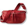 Générique Marsupio da donna in vera pelle, grande formato 25 x 18 cm, tracolla larga 4 cm, doppia cerniera, tasca con zip, rosso scuro, 25 X 18 Centimètres, Elegante Banana Con Tracolla Regolabile