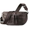 Générique Marsupio da donna in vera pelle, grande formato 25 x 18 cm, tracolla larga 4 cm, doppia cerniera, tasca con zip, bronzo, 25 X 18 Centimètres, Elegante Banana Con Tracolla Regolabile