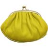 Générique Portamonete da donna in morbida pelle di agnello, chiusura a clic-clac, 3 scomparti, stile retrò, 14 x 9 cm, giallo, 14 cm x9 cm, Retro