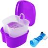 TYSORETY Kit di pulizia per protesi dentarie con spazzola per protesi, contenitore per protesi dentarie, contenitore per protesi con filtro sospeso, scatola per denti(azzurro)